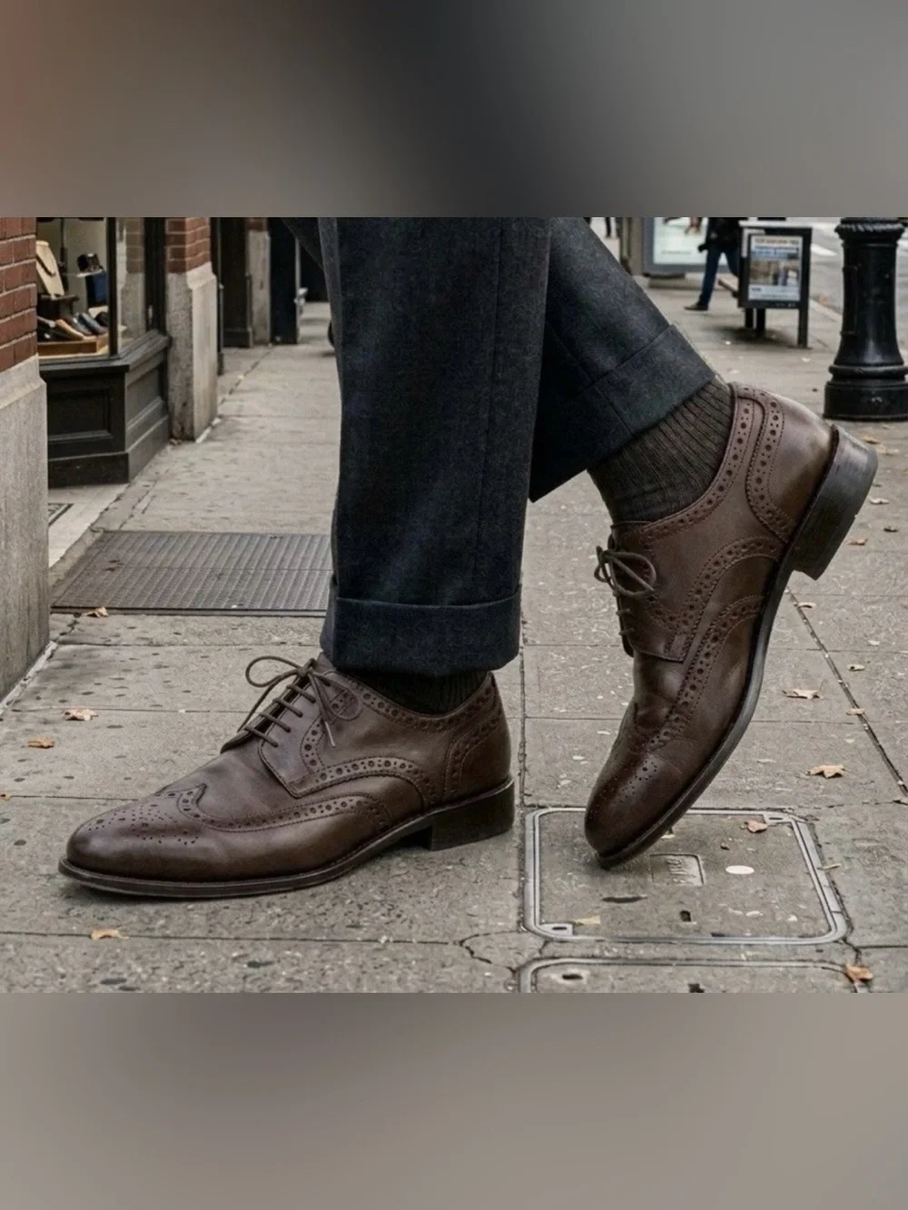 Italian Gianfranco Cenci Luxury Brown Wingtip Size 43 US 9.5 Handcrafted Leather